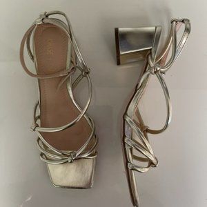 Gold Strappy Block Heel Sandal